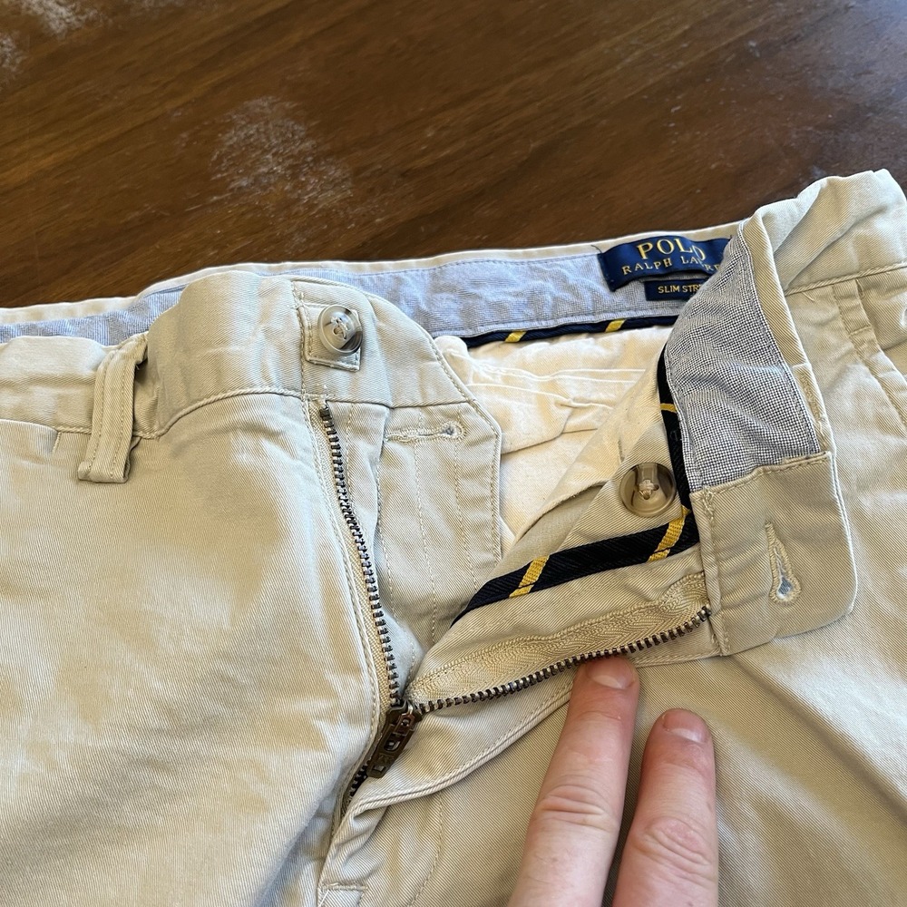Polo Ralph Lauren Pants Mens 32x32 Tan Khaki Stretch Slim Fit Chino Twill Casual - Picture 6 of 16